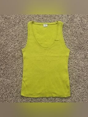 Abercrombie & Fitch Sweater Tank Top Ribbed Scoop Neck Chartreuse Green Small